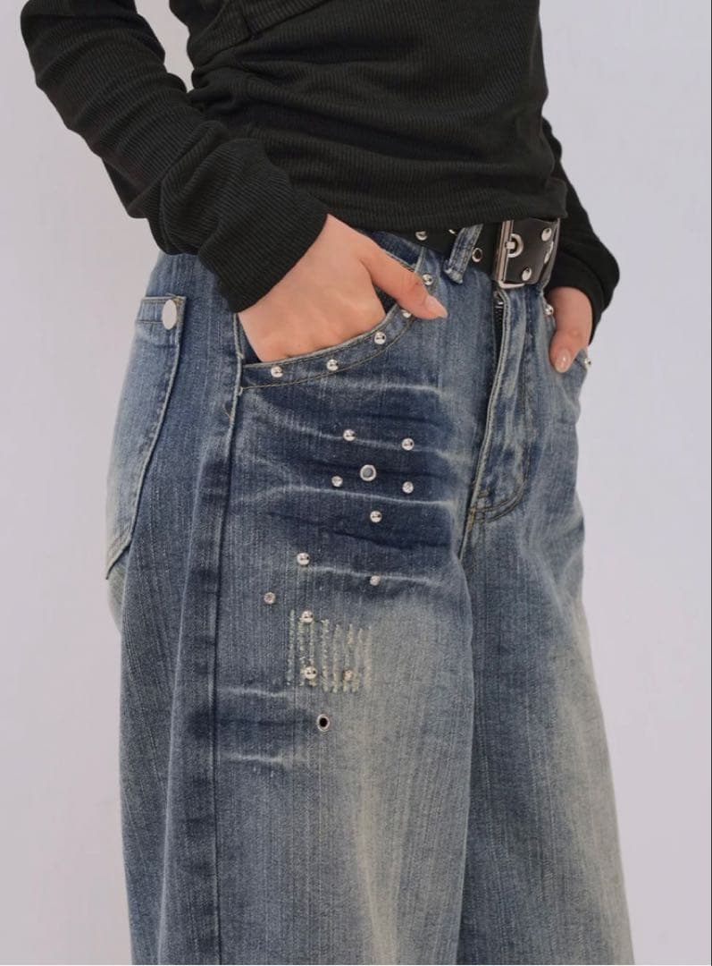 【Enewd nina】eyelet stud wide denim