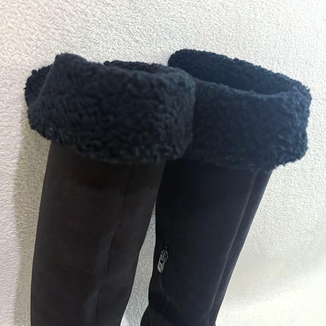 【美品】銀座かねまつ　ゴアテックス　ロングブーツ　24.5 スエード　黒　ボア