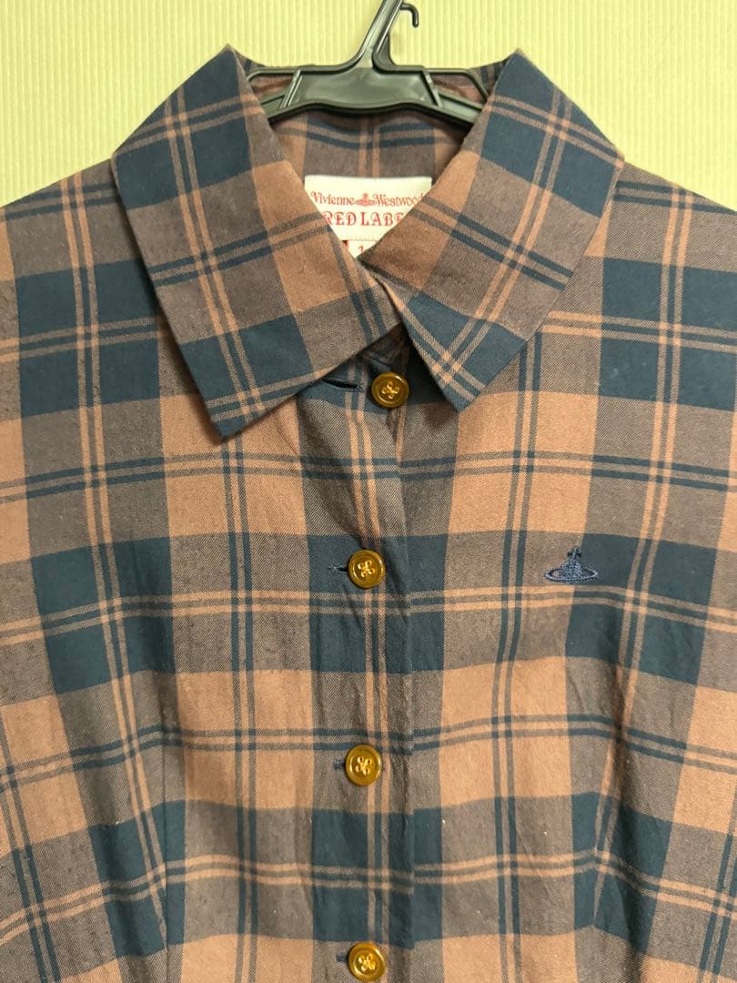 最終価格☆チェック柄シャツワンピース【ブラウン】