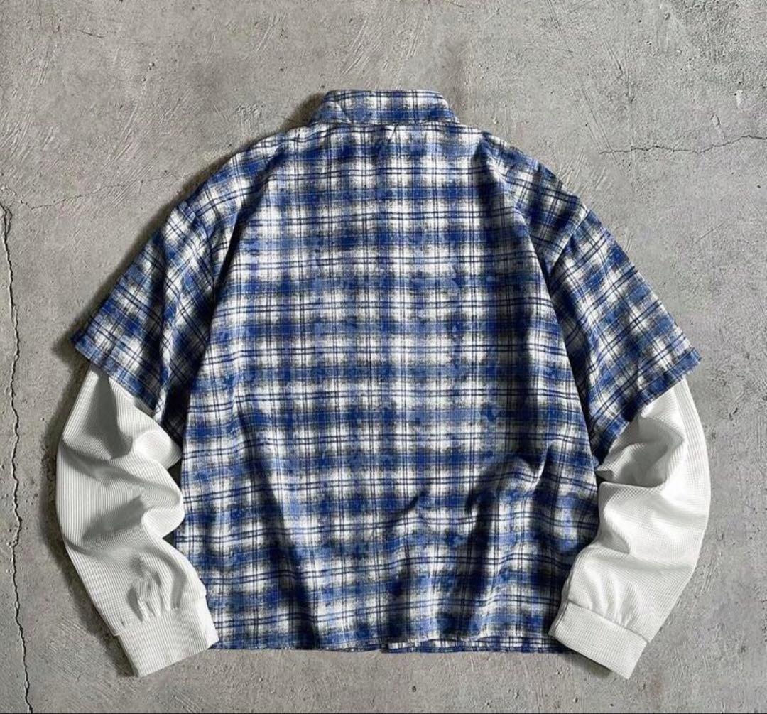 90 ビンテージ レイヤード チェック tシャツ supreme stussy