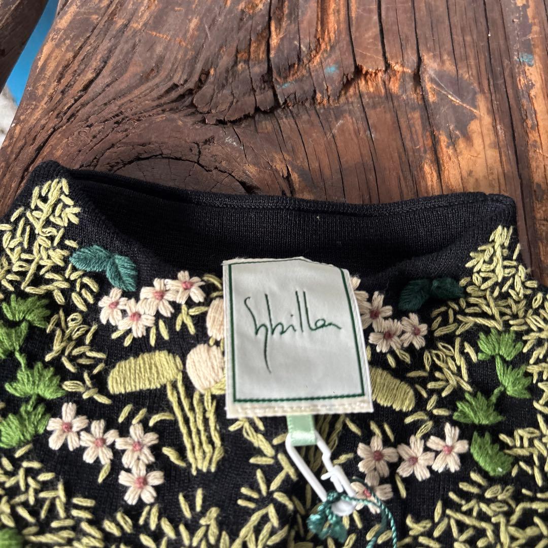 未使用タグ付　Sybilla シビラ　長袖　カーディガン　黒　刺繍
