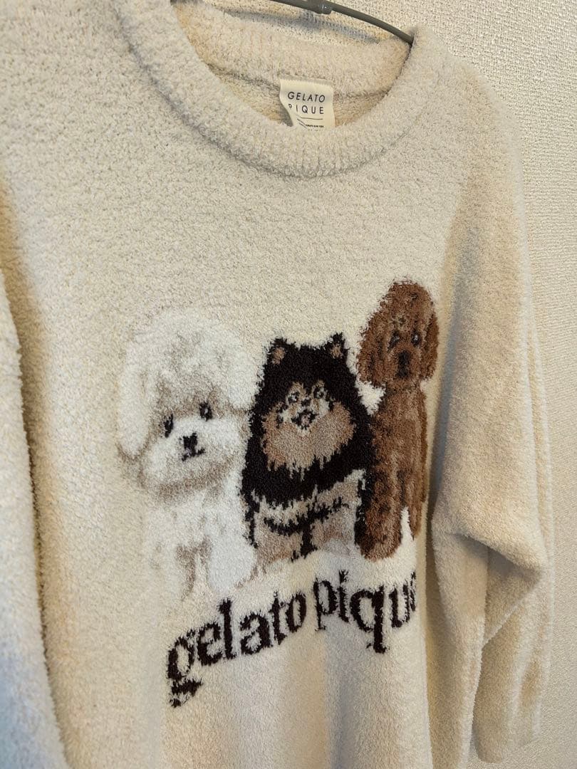ジェラートピケ パウダーDOG3柄 ジャガード プルオーバー