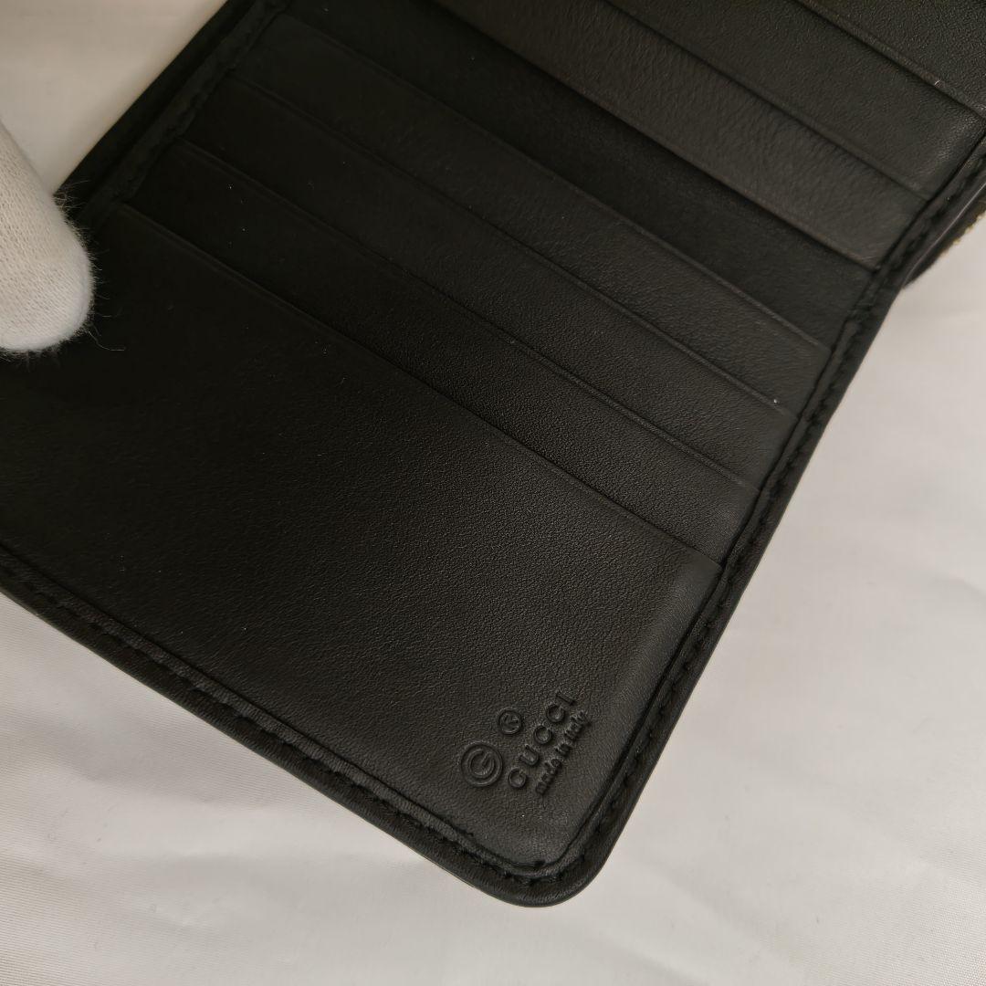 美品 　GUCCI　折財布　ブラック　マイクロシマ　ロゴ　フォック　ファスナー