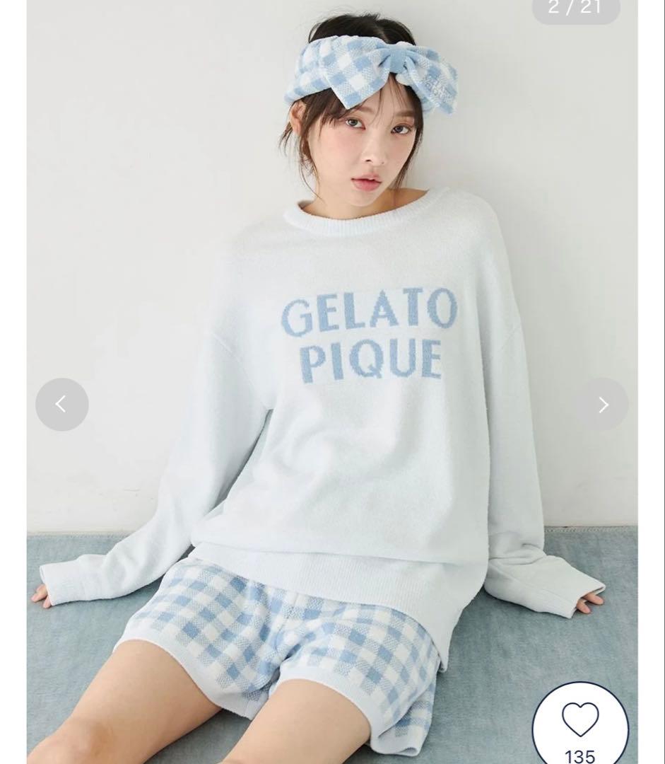 ジェラートピケ 【WhiteDayロゴプルオーバー&チェックショートパンツセット