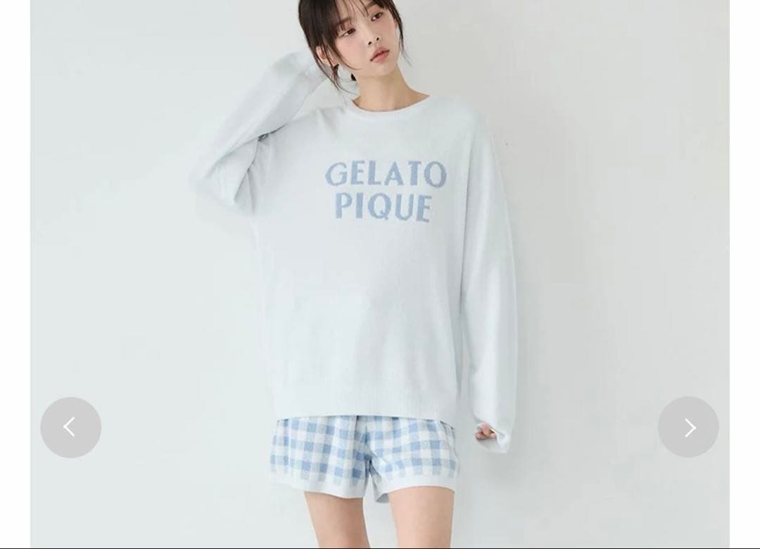 ジェラートピケ 【WhiteDayロゴプルオーバー&チェックショートパンツセット