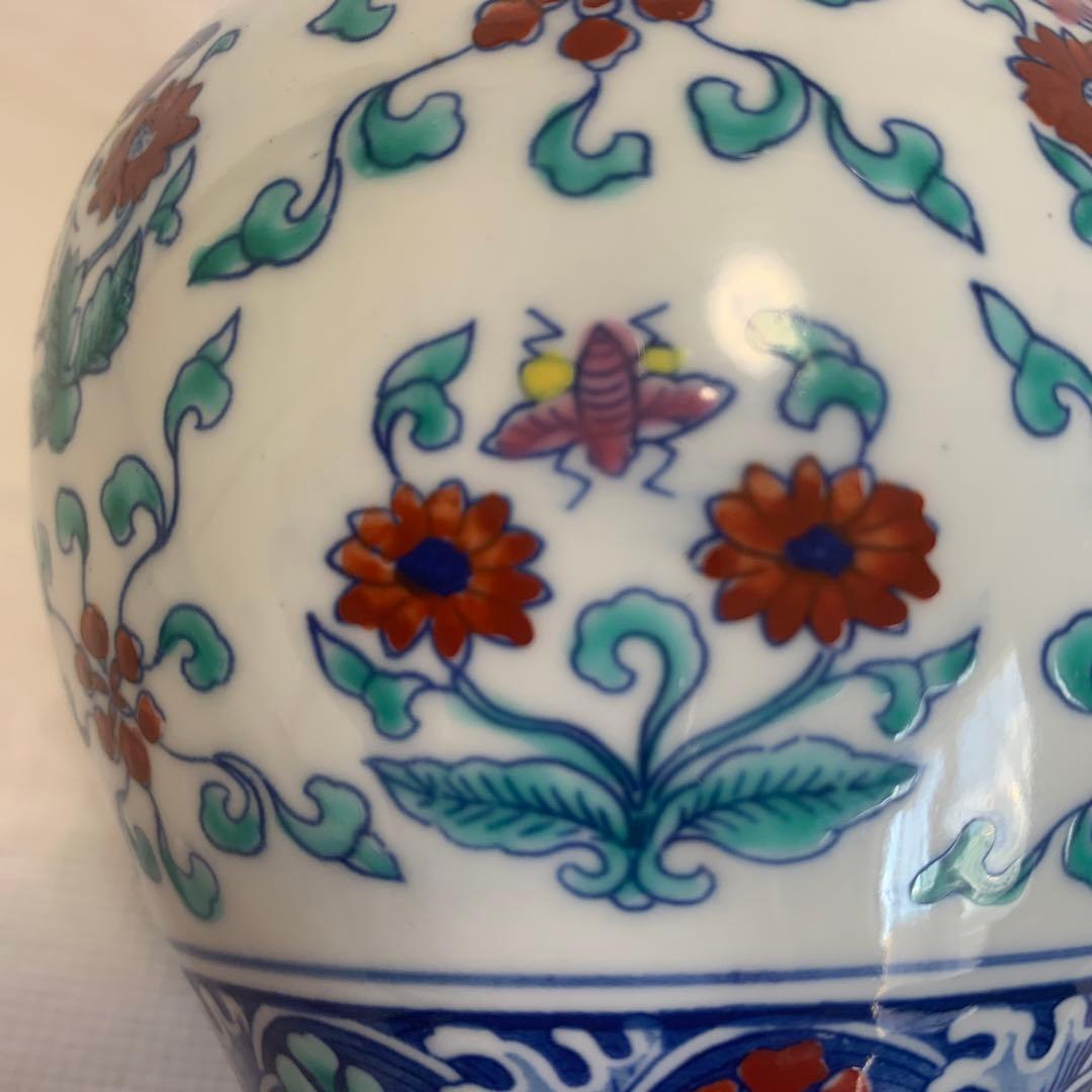 中国美術　豆彩壺　茶入　花瓶　煎茶道具　大明成化　景徳鎮