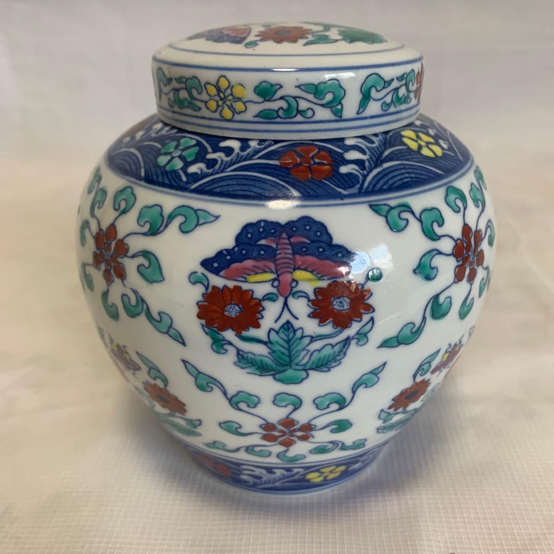 中国美術　豆彩壺　茶入　花瓶　煎茶道具　大明成化　景徳鎮