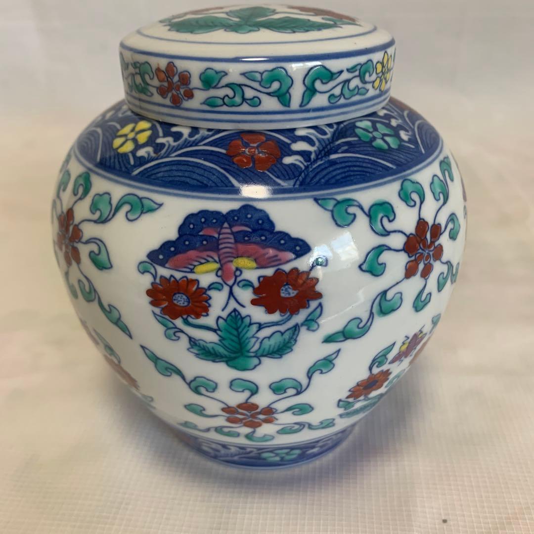 中国美術　豆彩壺　茶入　花瓶　煎茶道具　大明成化　景徳鎮