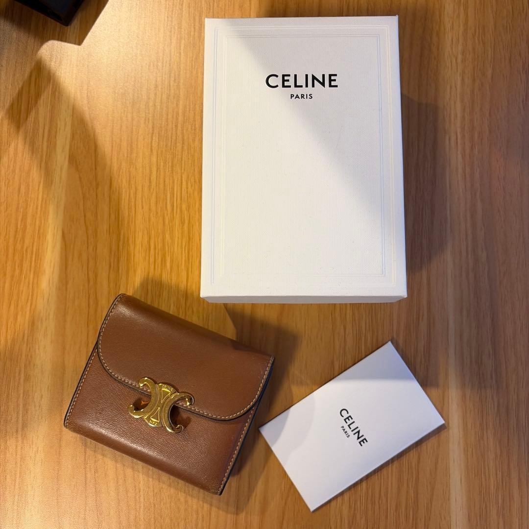【付属品完備】CELINE トリオンフ ブラウン 三つ折り財布