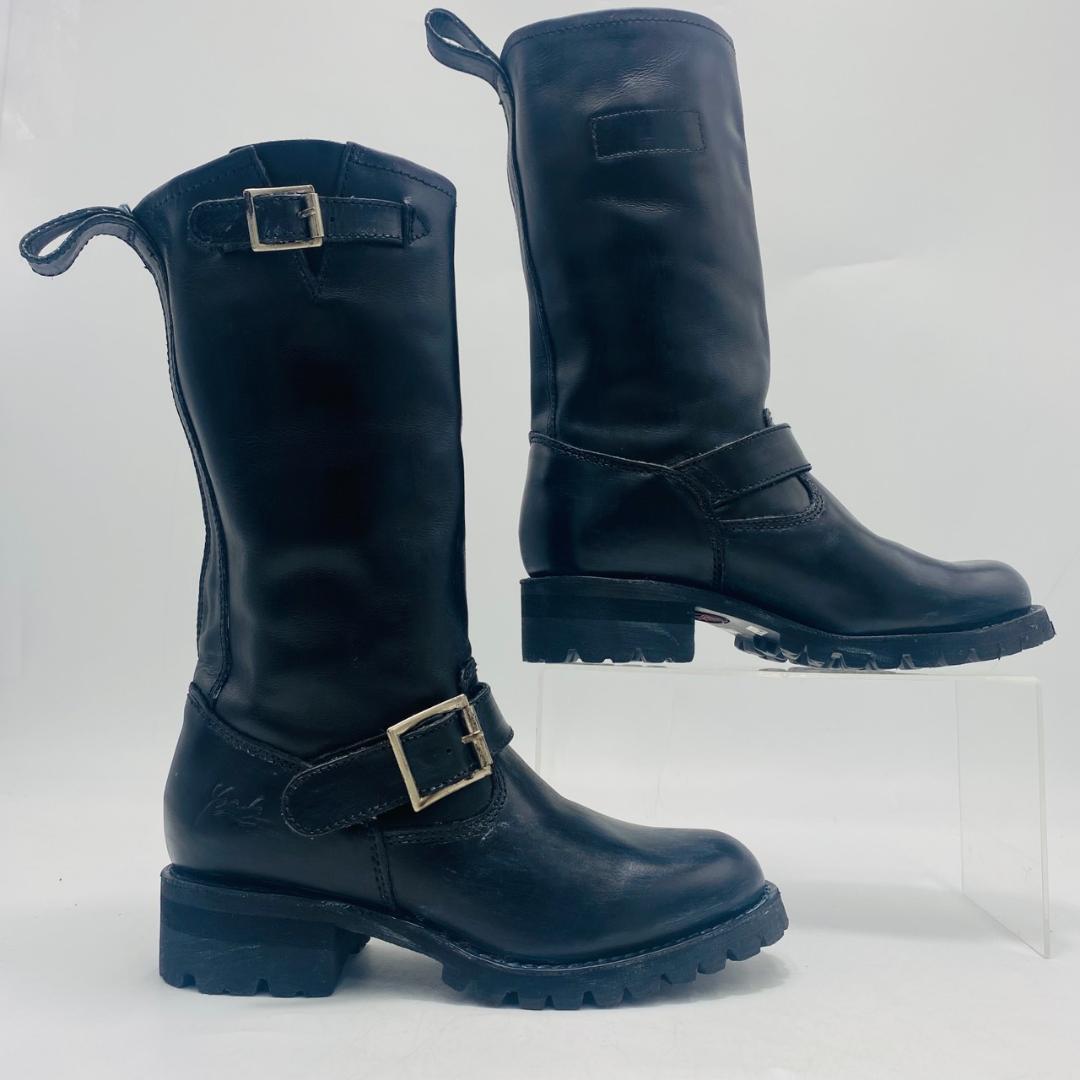 極美品　yosuke　ヨースケ　エンジニアブーツ　ベルト　ダメージ加工　23　黒
