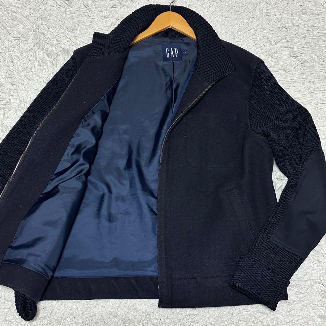 old GAP ブルゾン ドライバーズニット　ネイビー エルボーパッチ L