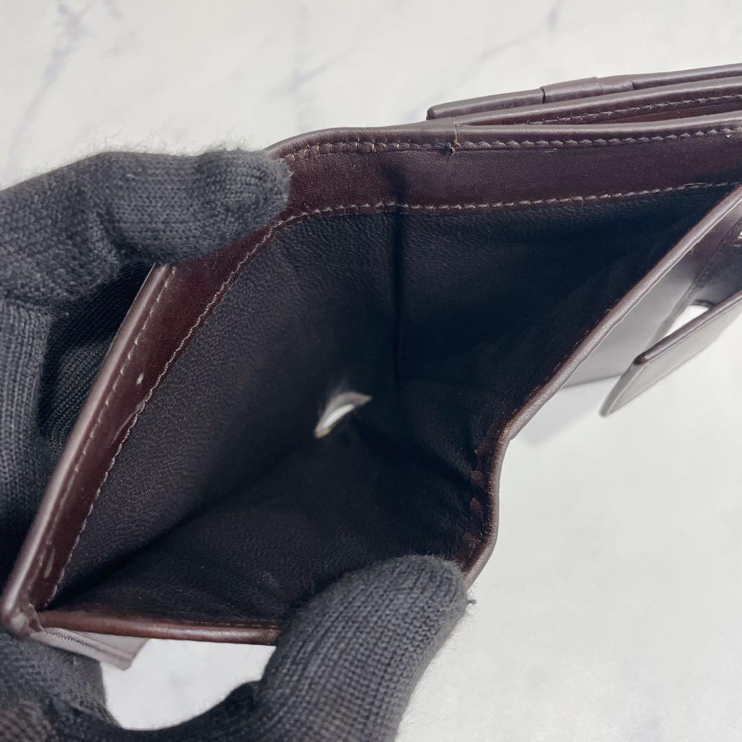 GUCCI 二つ折り インターロッキング ホック GG ブラウン レザー