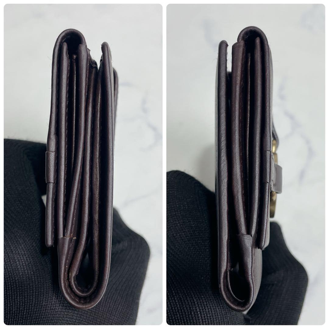 GUCCI 二つ折り インターロッキング ホック GG ブラウン レザー