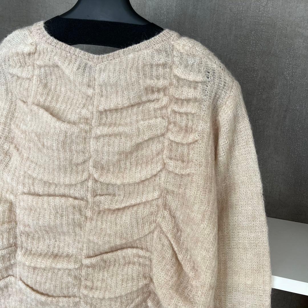 アダムエロペ　ダブルモヘアシャーリングカーディガン　ベージュ　長袖　ニット　美品