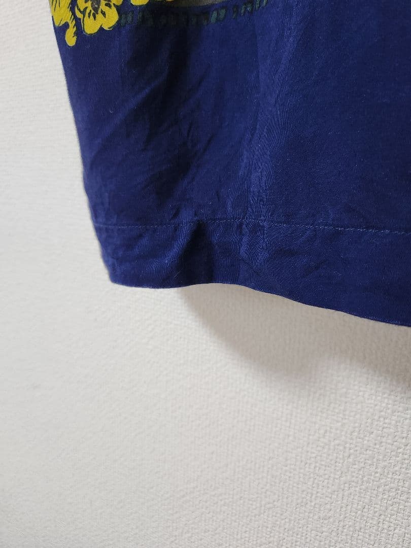 ​45R レーヨン100% バンダナ柄 45ロゴ Tシャツ ネイビー サイズ0