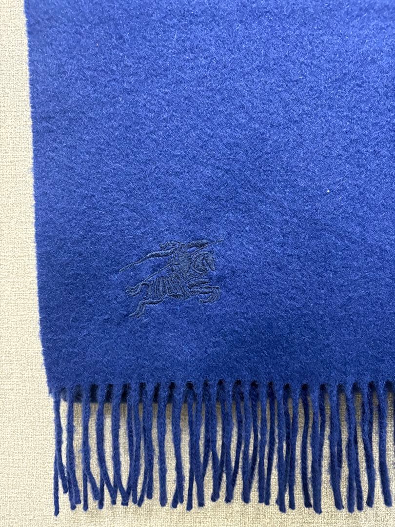 【カシミヤ100】BURBERRY スコットランド製 マフラー ホースマーク刺繍