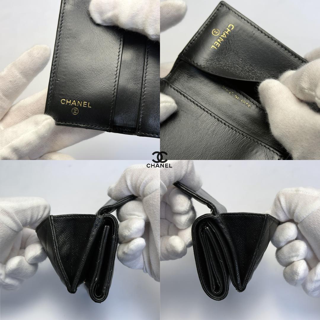 新型タイプ 正規品 シャネル クラシック マトラッセ ゴールド金具 三つ折り財布