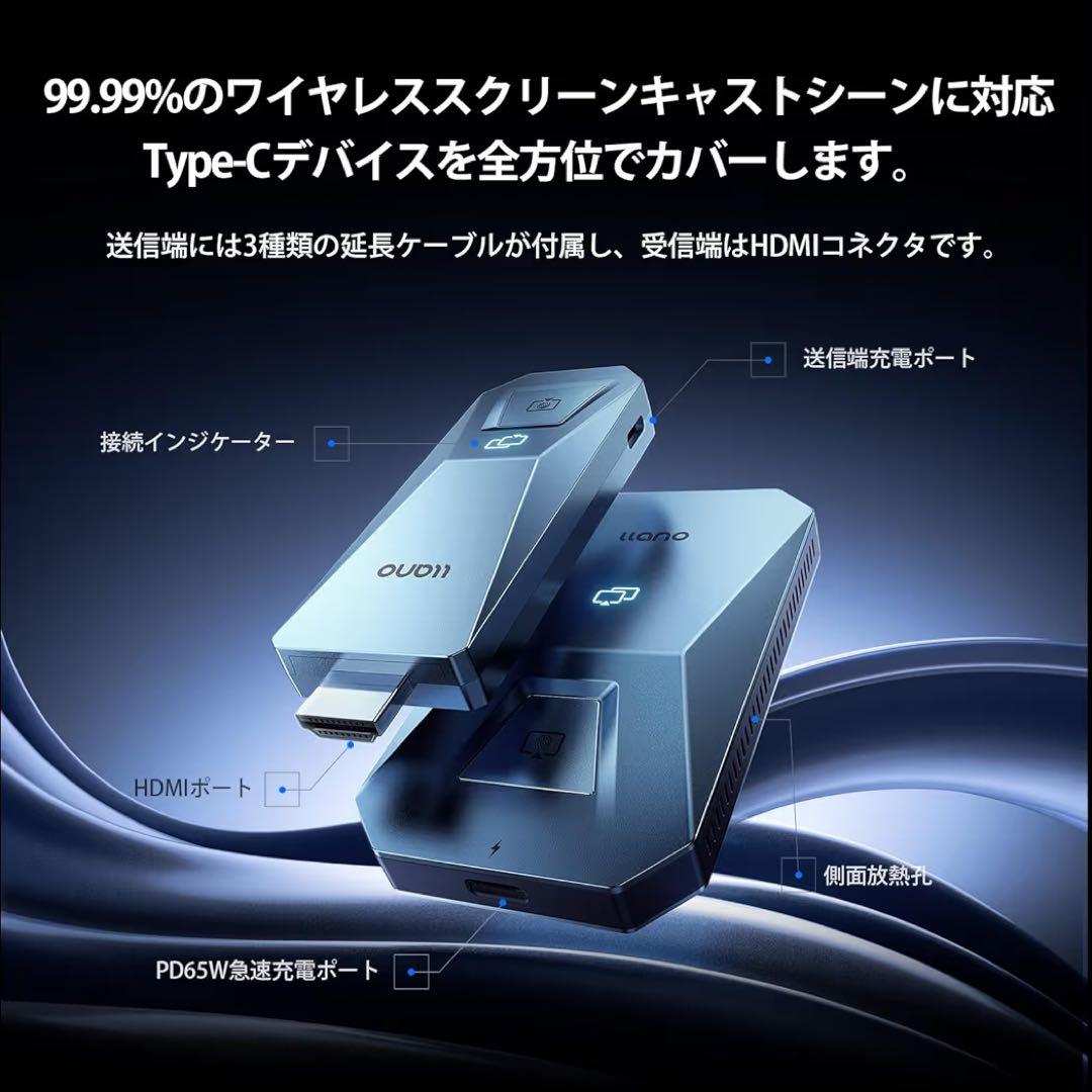 ワイヤレスHDMI 無線 送受信機セット 日本技適認証取得 4K 超低遅延