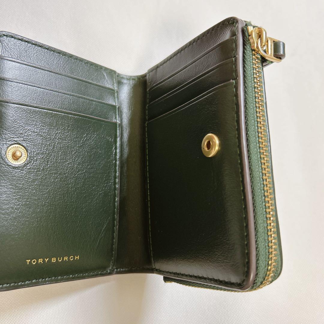 トリーバーチ　二つ折り財布　グリーン