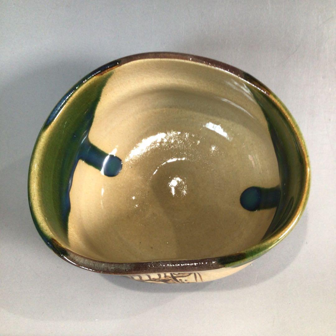 Ｐ２７９　茶碗　『加藤景陶造』『鳴海織部』『御題茶碗』　抹茶碗　共箱　茶道具