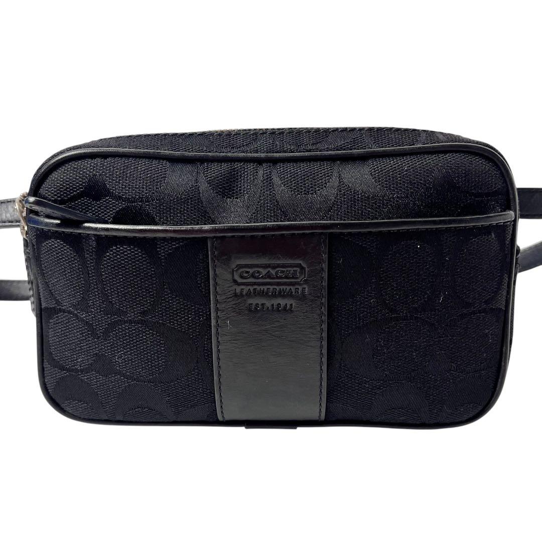 美品✨ COACH コーチ ウエストバッグ ウエストポーチ シグネチャー 黒