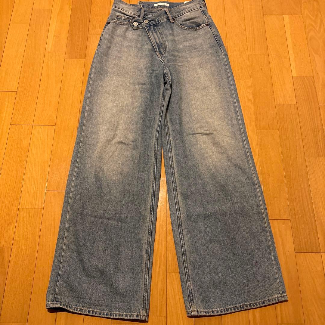 【moussy】CROSS WAIST WIDE STRAIGHT サイズ2