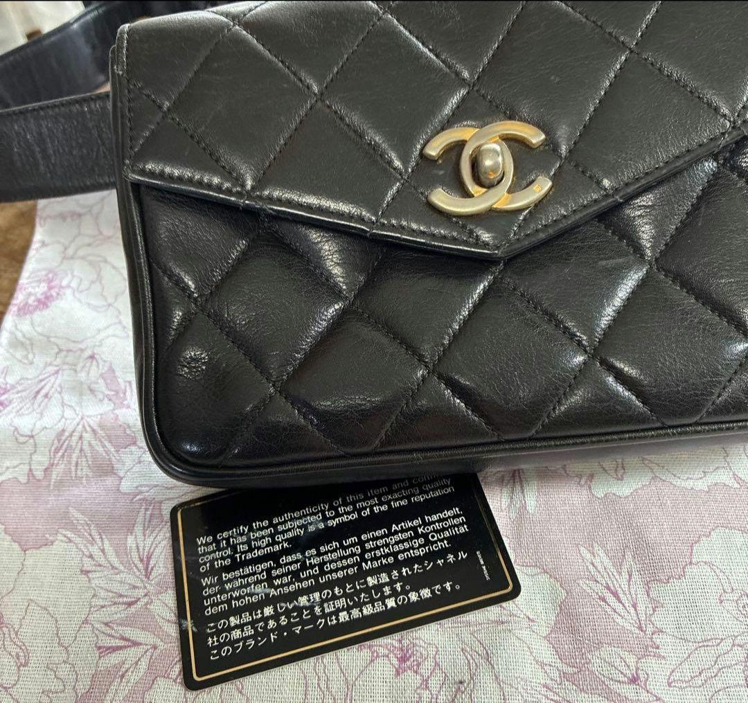 CHANELウエストポーチ♥本物鑑定済♥ブラック✨ラムスキン