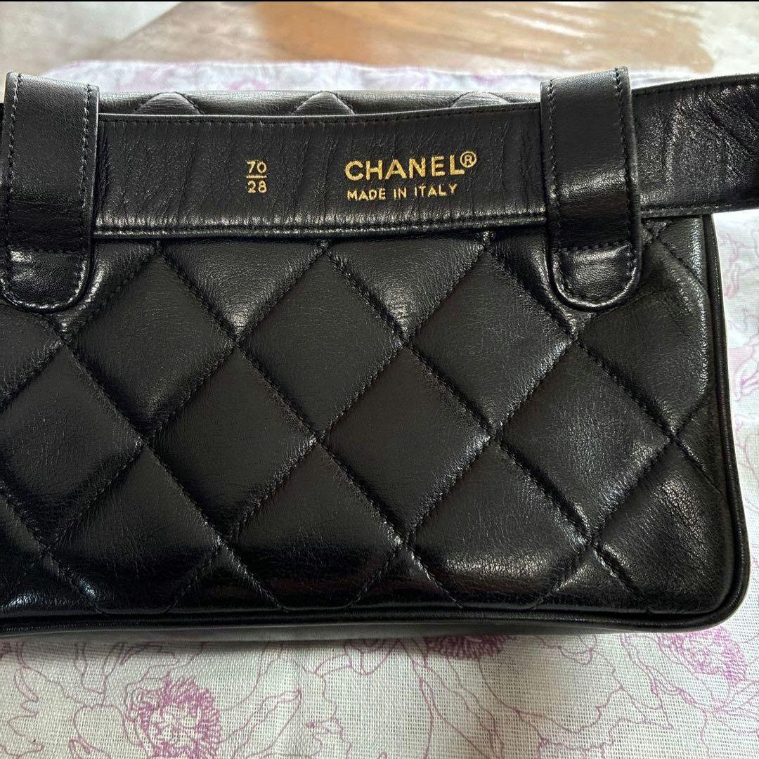 CHANELウエストポーチ♥本物鑑定済♥ブラック✨ラムスキン