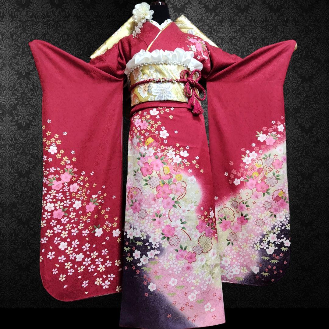 SALE中！振袖フルセット(8点)成人式・京都きもの友禅・金彩加工・暈し染め