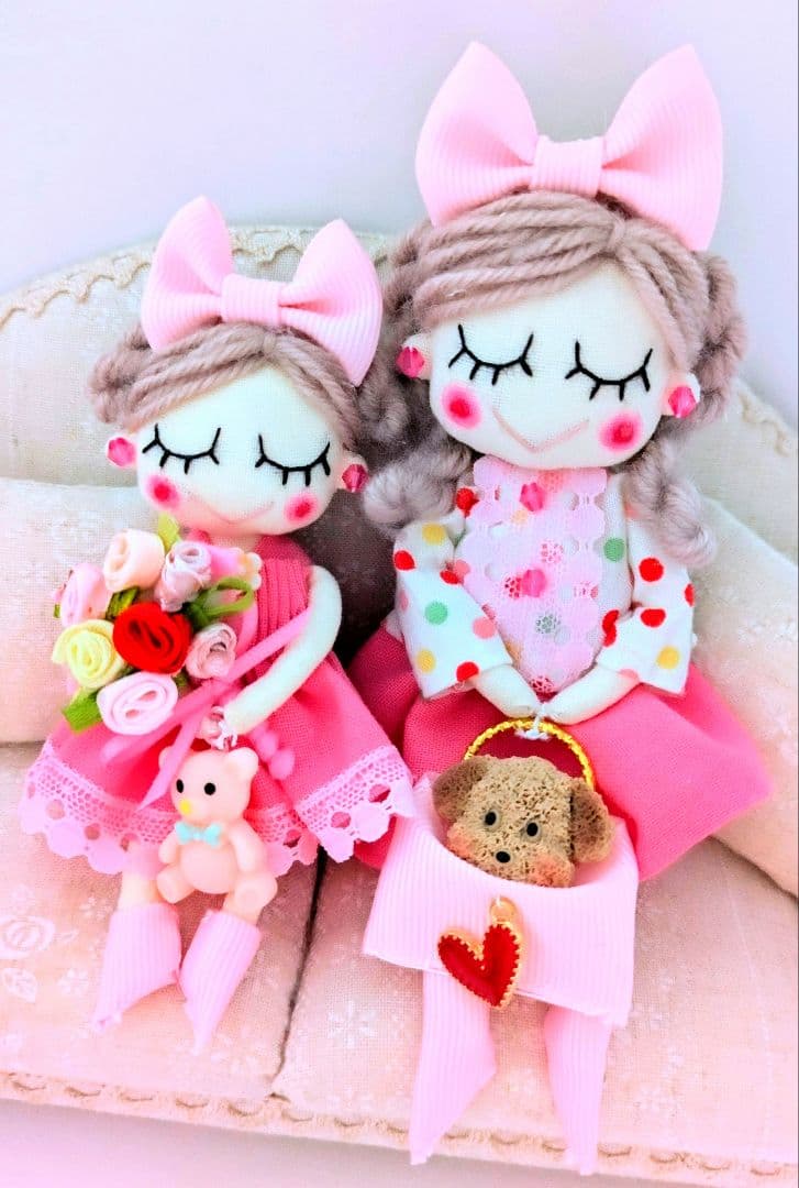 ハンドメイド ❋親子ドールチャーム ❋バッグチャーム ❋お人形