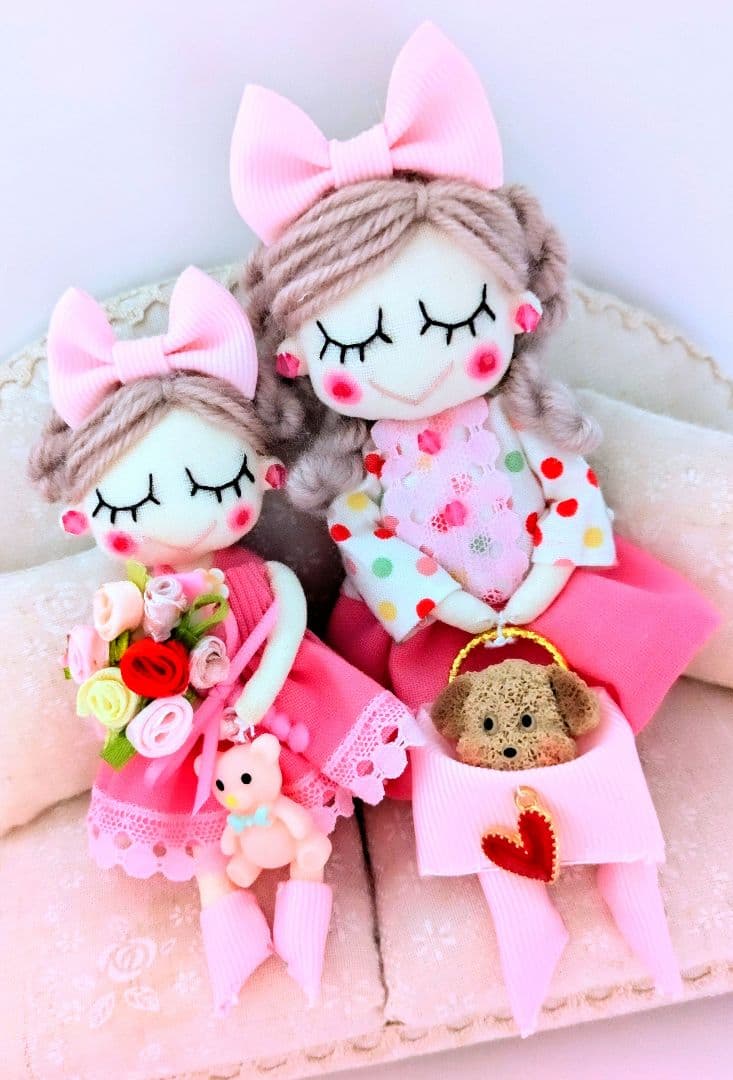 ハンドメイド ❋親子ドールチャーム ❋バッグチャーム ❋お人形
