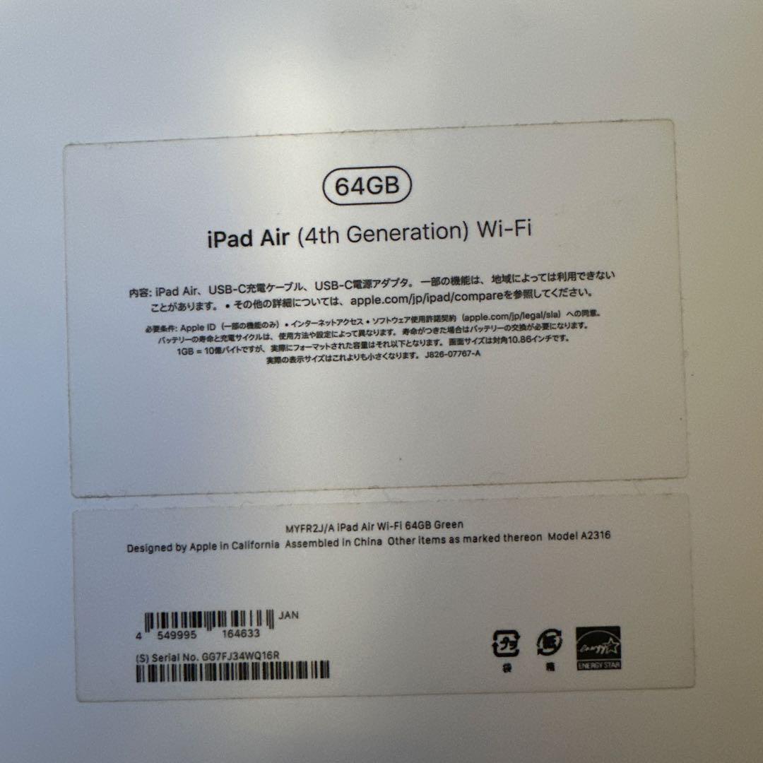 Apple iPad Air 4世代 グリーン ペンシル 保護ガラスフィルム付き