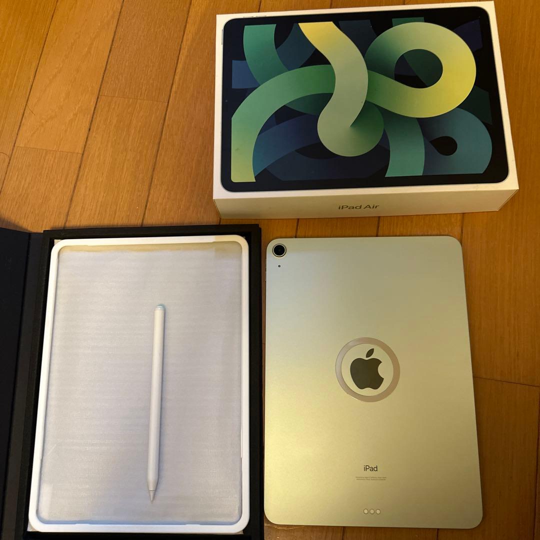 Apple iPad Air 4世代 グリーン ペンシル 保護ガラスフィルム付き
