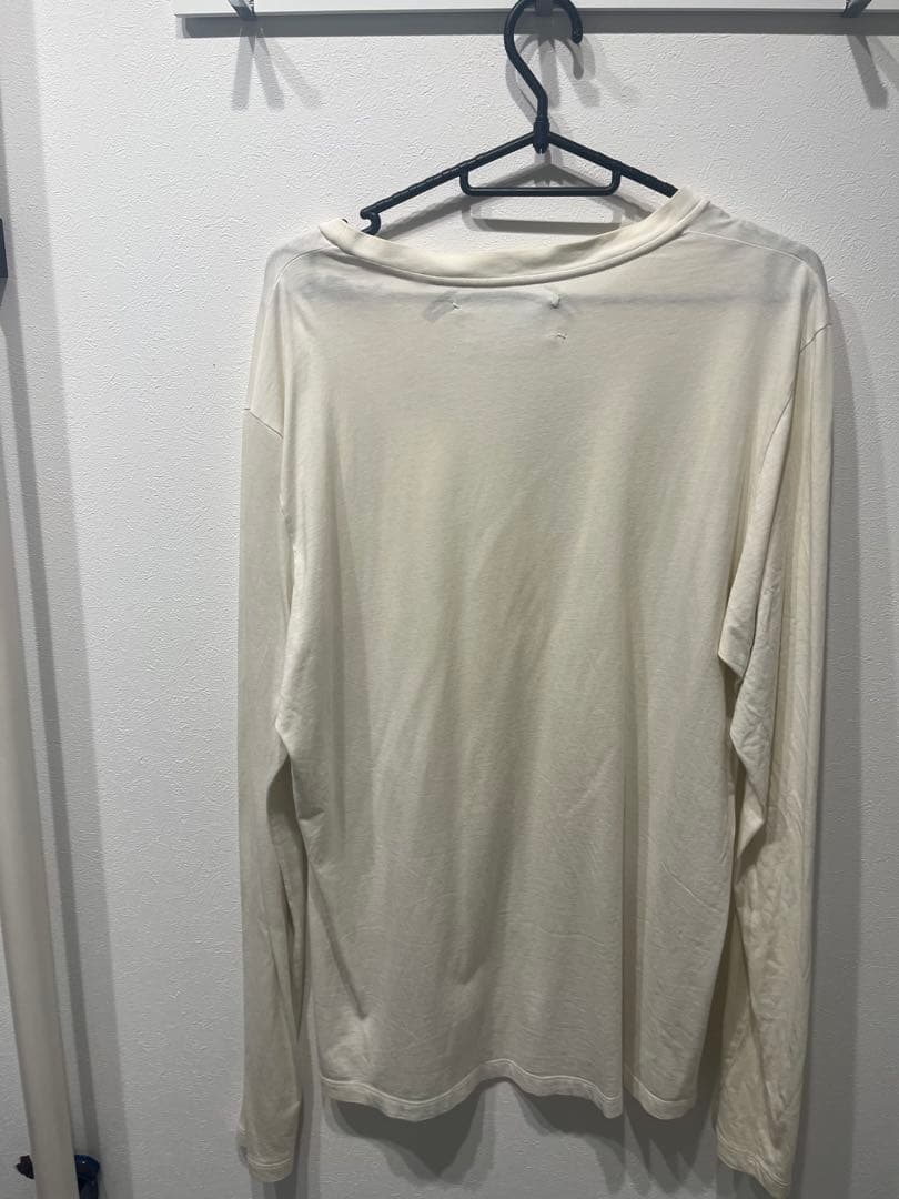 アイボリー 長袖 Tシャツ ヘッドフォンプリント
