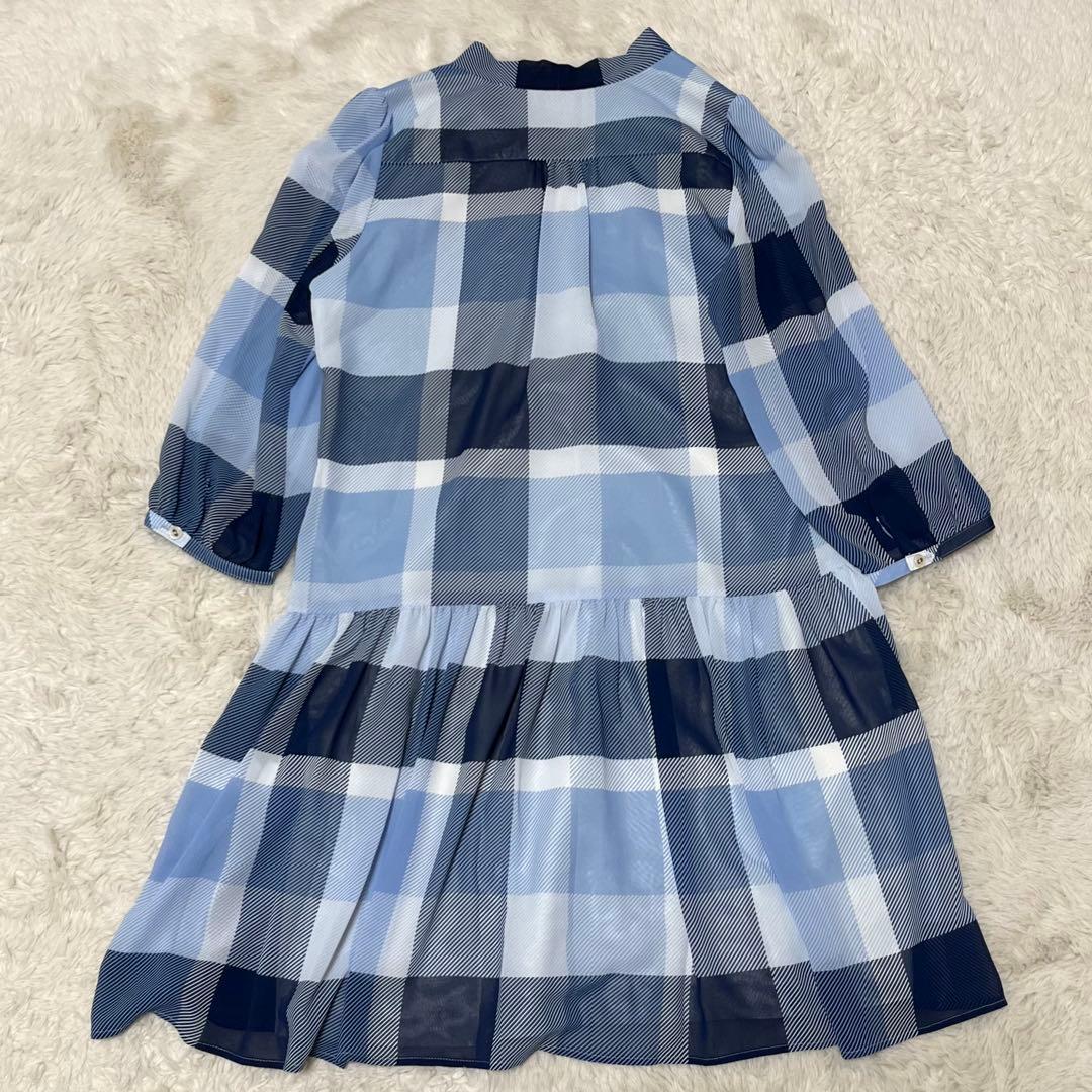 美品　ブルーレーベルクレストブリッジ　ワンピース　チェック　リボン　ボウタイ　M