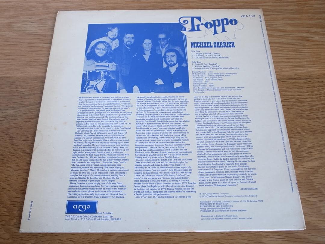 MICHAEL GARRICK / TROPPO UK盤 LP