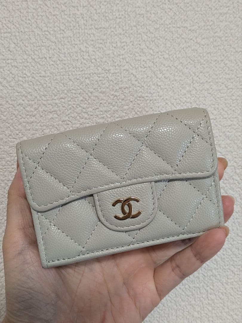 D！！　　　　【CHANEL】三つ折り財布 キルティングレザー