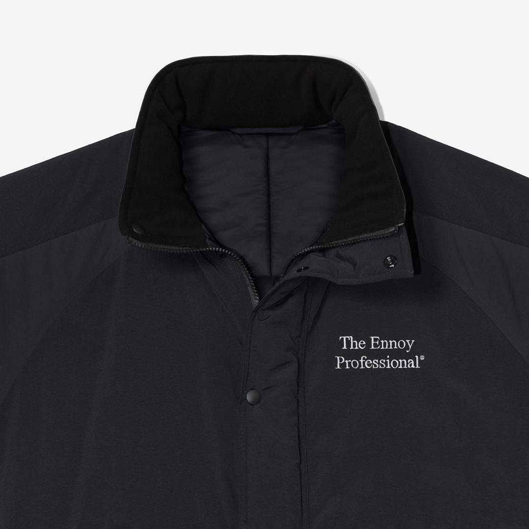 エンノイPADDED NYLON BENCH COAT BLACK/WHITE