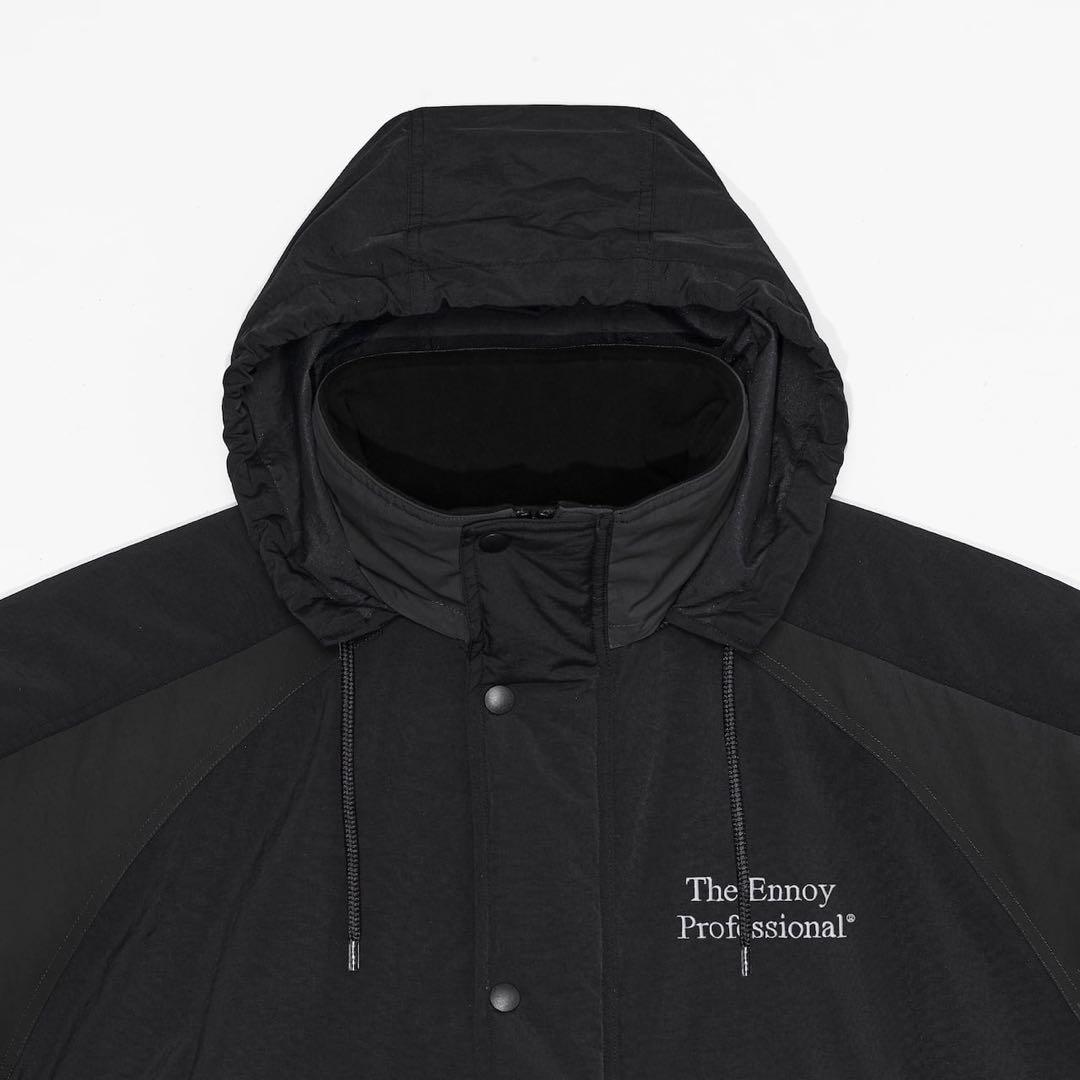 エンノイPADDED NYLON BENCH COAT BLACK/WHITE