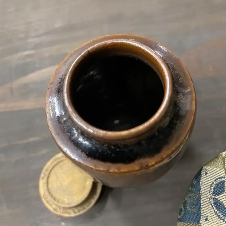 ◆131◆　江戸時代　古瀬戸肩衝茶入　仕覆付　茶道具　棗　裏千家　表千家