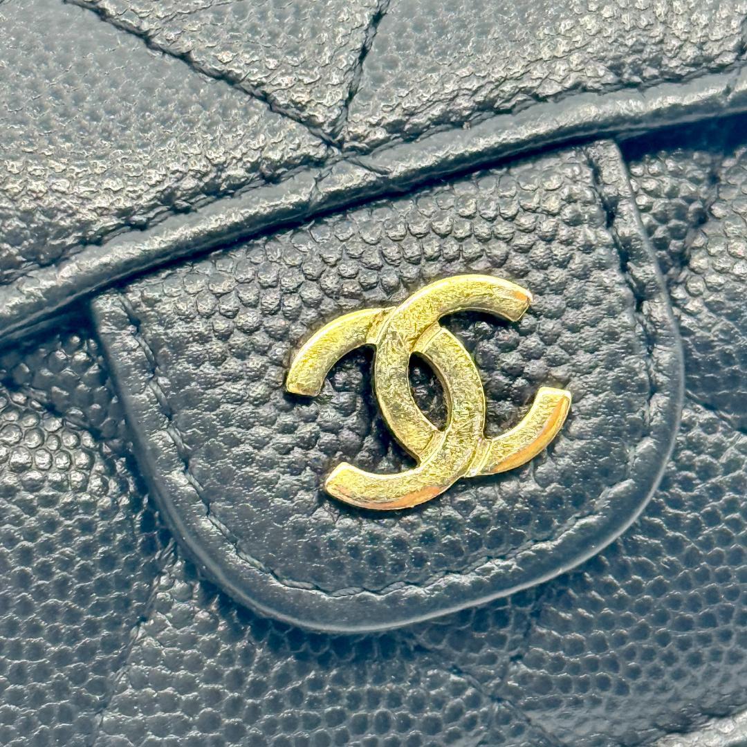 美品　CHANEL シャネル　マトラッセ 三つ折り財布　キャビアスキン