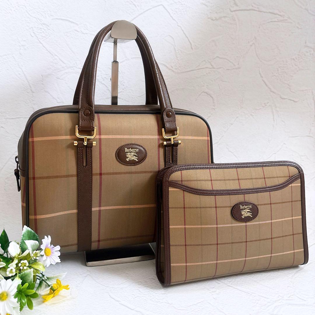 《美品》Burberrys 玉虫色 ボストンバック セカンドバッグ 2点セット