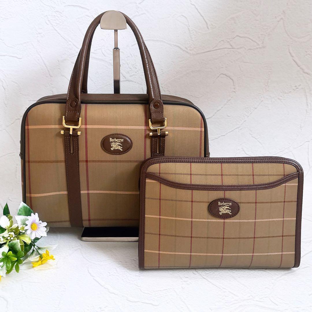 《美品》Burberrys 玉虫色 ボストンバック セカンドバッグ 2点セット