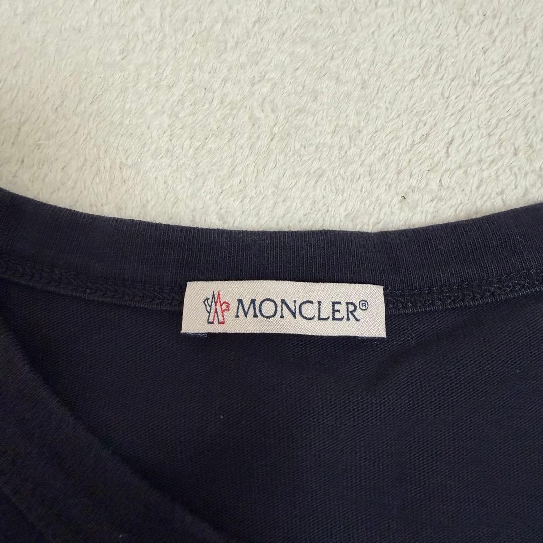 【XL】モンクレール 半袖Ｔシャツ ネイビー ロゴワッペン 立体ロゴ