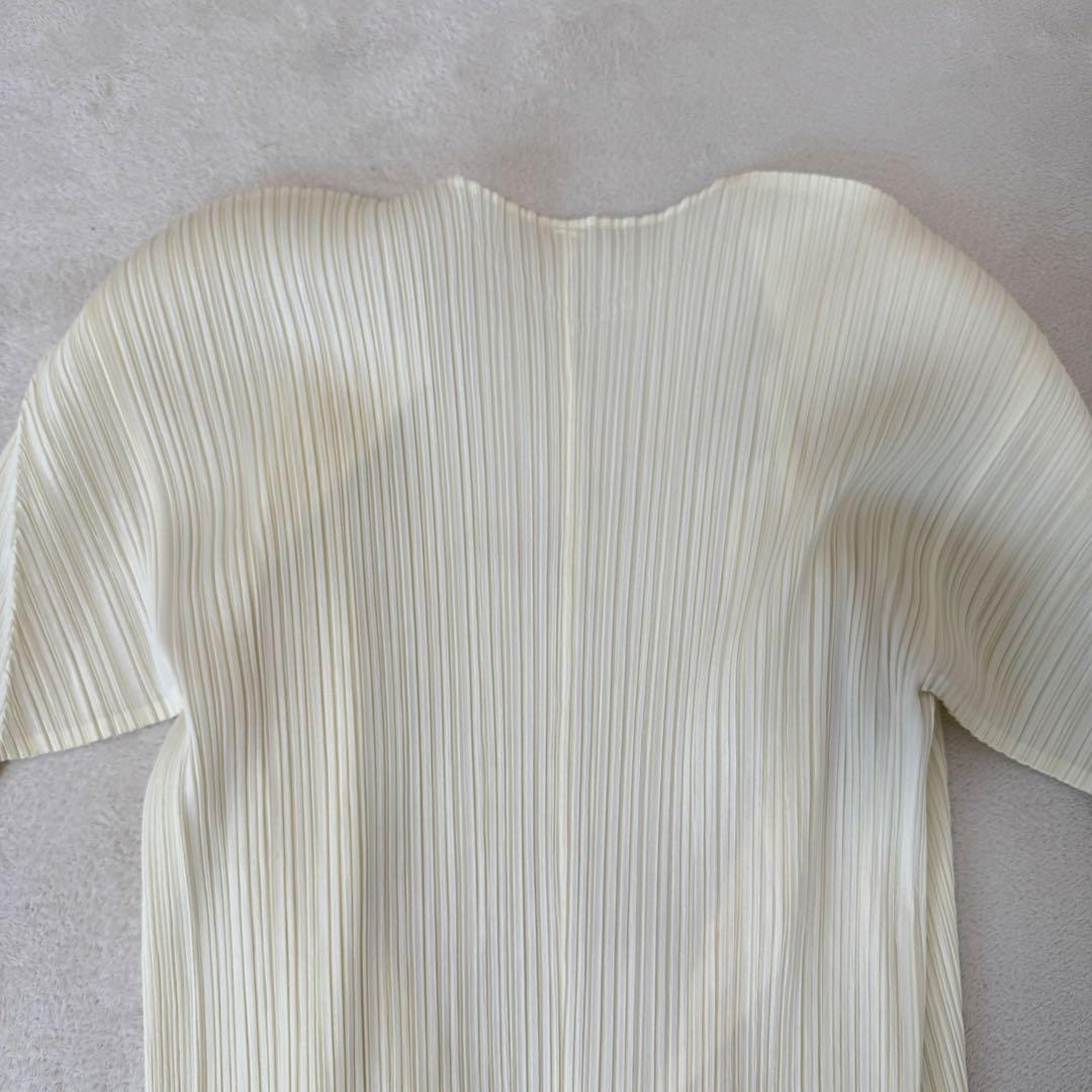 PLEATS PLEASE XLサイズ アイボリー　ノーカラー　カーディガン