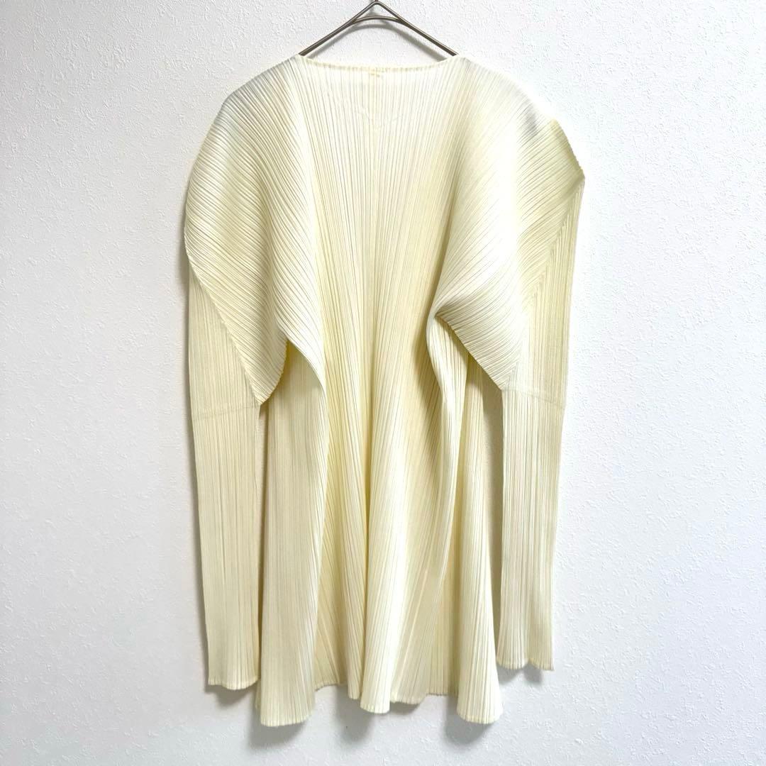 PLEATS PLEASE XLサイズ アイボリー　ノーカラー　カーディガン
