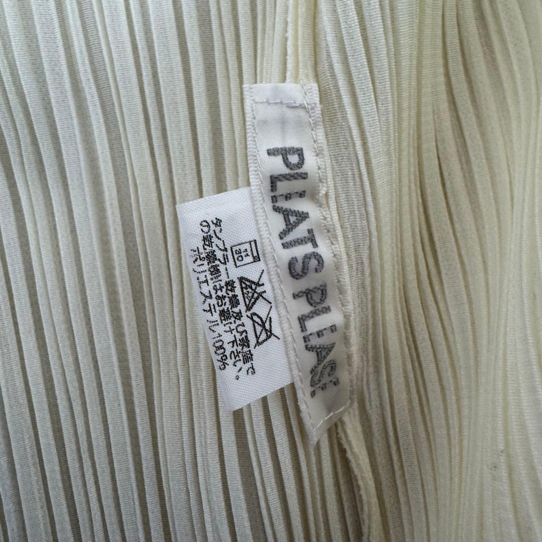 PLEATS PLEASE XLサイズ アイボリー　ノーカラー　カーディガン