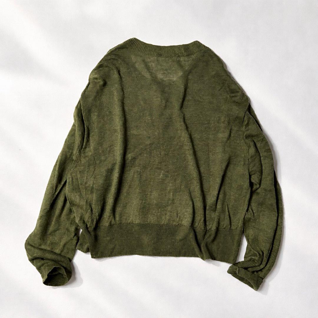 美品 MARGARET HOWELL リネンカーディガン カーキ M 日本製