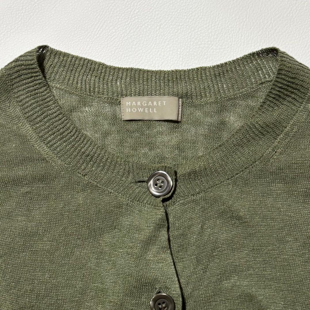 美品 MARGARET HOWELL リネンカーディガン カーキ M 日本製
