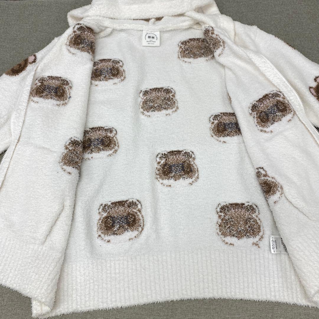 N878＊ ジェラートピケ あつまれどうぶつの森 つぶまめジャガードパーカー